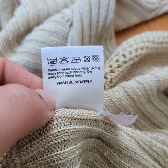 Vintage Y2K tunic sweater extra long sleeves beige medium boho lagom - Picture 12 of 13